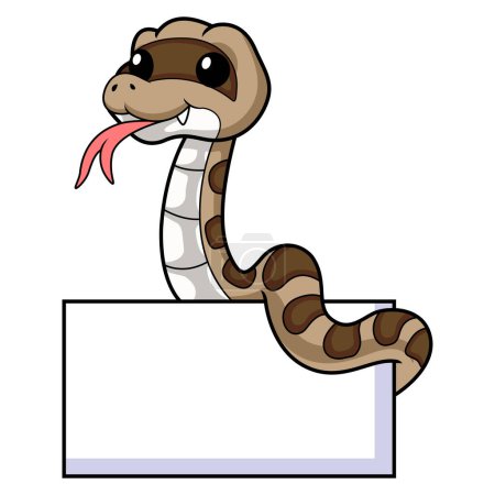 Illustration for Vector illustration of Cute gopher snake cartoon with blank sign - Royalty Free Image