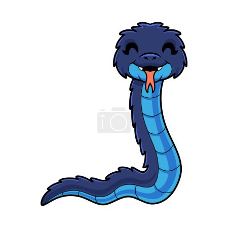 Ilustración de Vector illustration of Cute blue spiny bush viper cartoon - Imagen libre de derechos