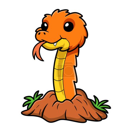 Ilustración de Vector illustration of Cute orange spiny bush viper cartoon out from hole - Imagen libre de derechos