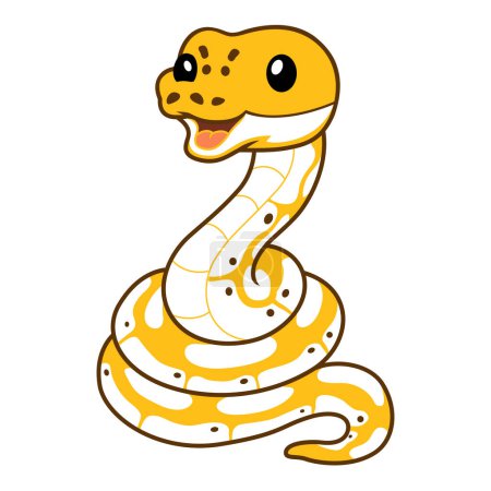 Vector illustration of Cute pastel ivory ball python cartoon
