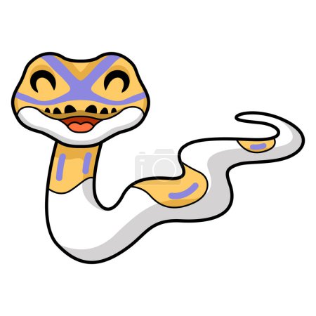 Illustration for Vector illustration of Cute banana pied ball python cartoon - Royalty Free Image