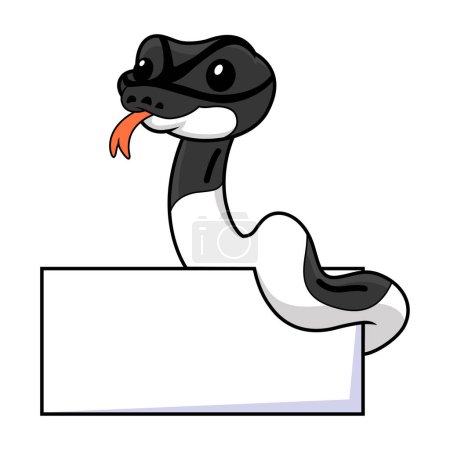 Ilustración de Ilustración vectorial de lindo panda pied ball python dibujos animados con signo en blanco - Imagen libre de derechos