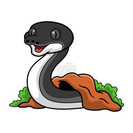 Illustration for Vector illustration of Cute albertisi snake cartoon out from hole - Royalty Free Image
