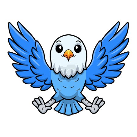 Illustration for Vector illustration of Cute blue love bird cartoon flying - Royalty Free Image