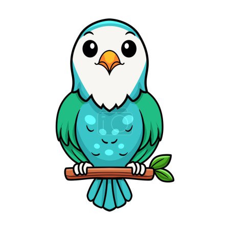 Illustration for Vector illustration of Cute blue turquoise bird cartoon on tree branch - Royalty Free Image