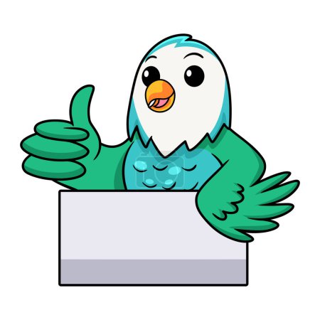 Illustration for Vector illustration of Cute blue turquoise bird cartoon giving thumb up - Royalty Free Image