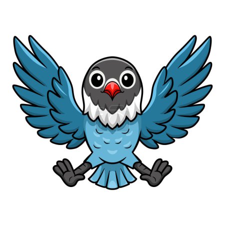 Téléchargez les illustrations : Illustration vectorielle de mignon slaty bleu amour oiseau dessin animé volant - en licence libre de droit