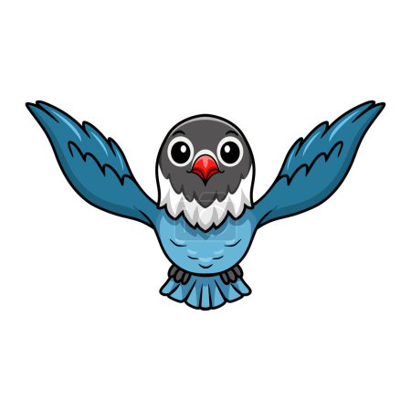 Téléchargez les illustrations : Illustration vectorielle de mignon slaty bleu amour oiseau dessin animé volant - en licence libre de droit