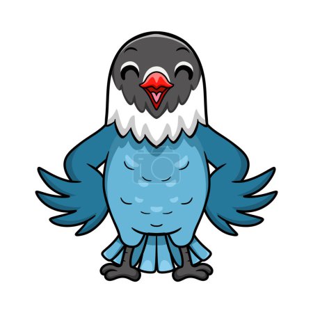 Téléchargez les illustrations : Illustration vectorielle de mignon slaty bleu amour oiseau dessin animé - en licence libre de droit