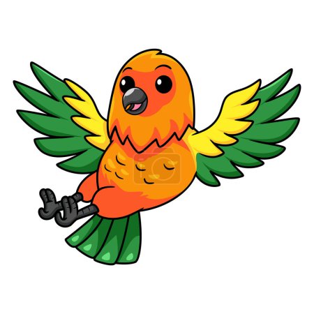Illustration for Vector illustration of Cute sun conure parrot cartoon flying - Royalty Free Image