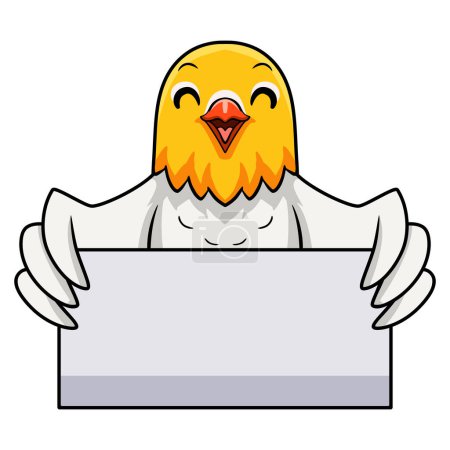 Illustration for Vector illustration of Cute opaline pale fallow lovebird cartoon holding blank sign - Royalty Free Image
