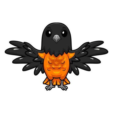 Téléchargez les illustrations : Illustration vectorielle de mignon baltimore oriole oiseau dessin animé volant - en licence libre de droit