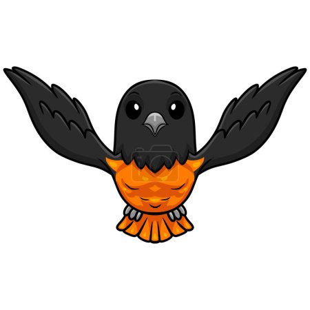 Ilustración de Ilustración vectorial de vuelo de dibujos animados lindo pájaro oriole baltimore - Imagen libre de derechos