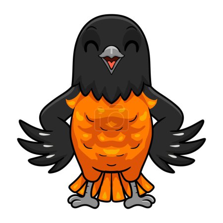 Téléchargez les illustrations : Illustration vectorielle de Mignon baltimore oriole oiseau dessin animé - en licence libre de droit