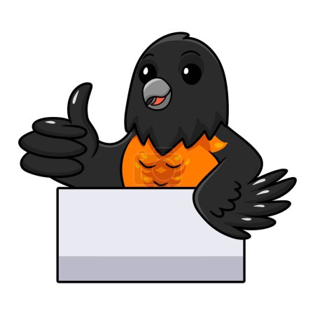 Téléchargez les illustrations : Illustration vectorielle de mignon baltimore oriole oiseau dessin animé donnant pouce vers le haut - en licence libre de droit