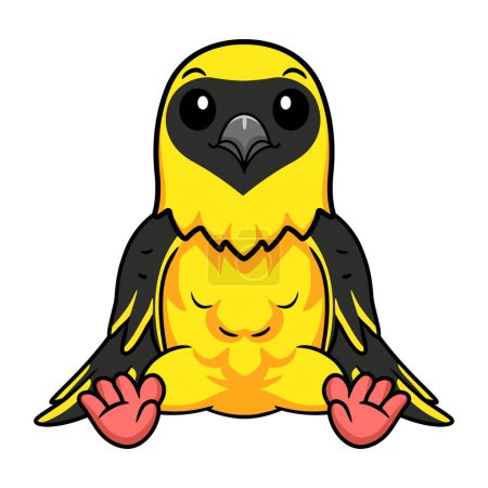 Téléchargez les illustrations : Illustration vectorielle de mignon tisserand oiseau dessin animé assis - en licence libre de droit