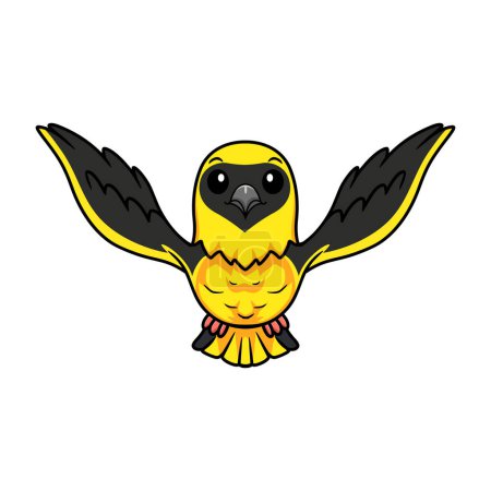 Téléchargez les illustrations : Illustration vectorielle du vol de dessin animé oiseau tisserand mignon - en licence libre de droit