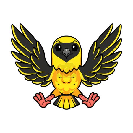 Téléchargez les illustrations : Illustration vectorielle du vol de dessin animé oiseau tisserand mignon - en licence libre de droit