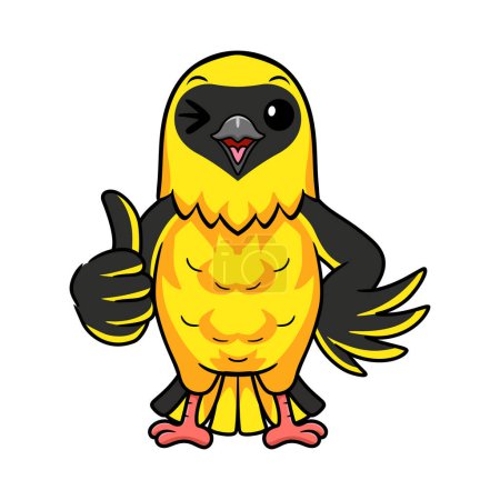 Téléchargez les illustrations : Illustration vectorielle de dessin animé oiseau tisserand mignon donnant pouce vers le haut - en licence libre de droit