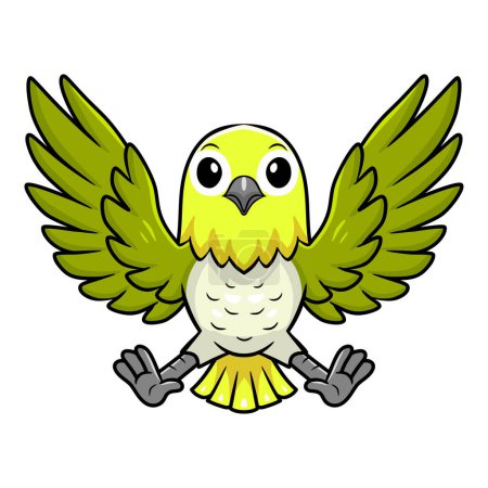 Illustration for Vector illustration of Cute warbling white eye bird cartoon flying - Royalty Free Image