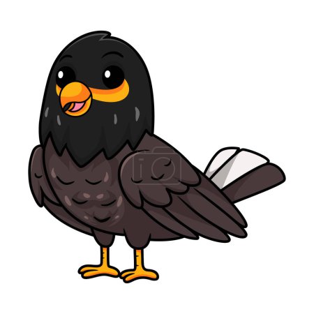 Ilustración de Ilustración vectorial de lindo myna pájaro de dibujos animados posando - Imagen libre de derechos