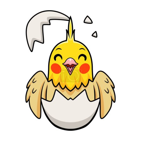 Illustration for Vector illustration of Cute lutino cockatiel bird cartoon inside from egg - Royalty Free Image