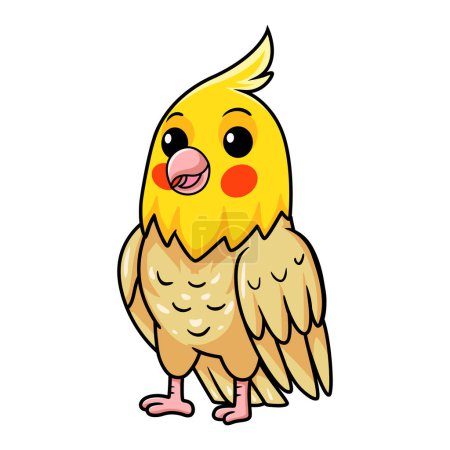 Illustration vectorielle de Mignonne lutino cockatiel oiseau dessin animé