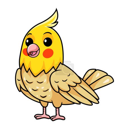 Illustration vectorielle de Mignonne lutino cockatiel oiseau dessin animé