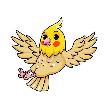 Illustration for Vector illustration of Cute lutino cockatiel bird cartoon - Royalty Free Image