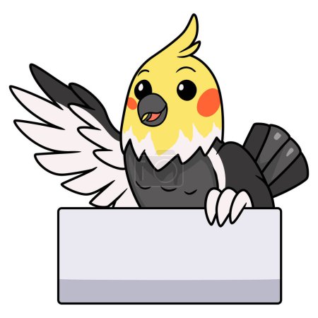 Illustration for Vector illustration of Cute gray cockatiel bird cartoon waving hand - Royalty Free Image