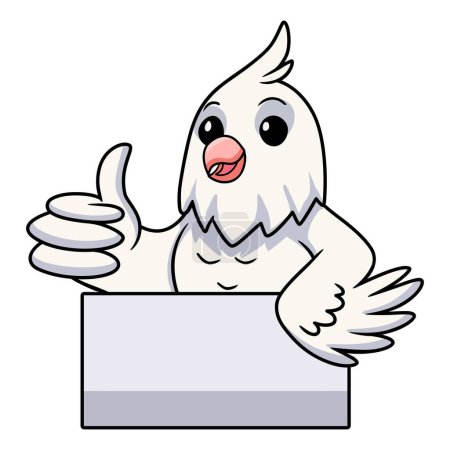 Illustration for Vector illustration of Cute albino cockatiel bird cartoon giving thumb up - Royalty Free Image