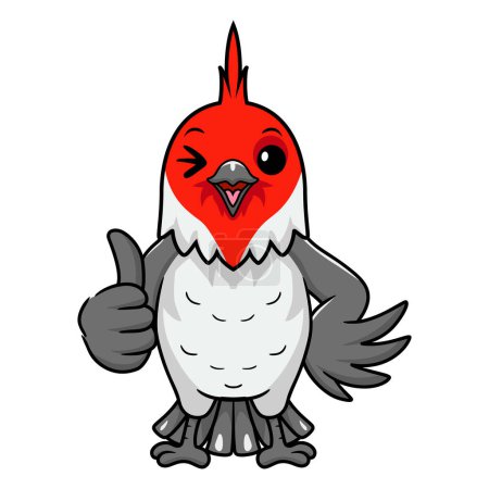 Illustration for Vector illustration of Cute red crested cardinal bird cartoon giving thumb up - Royalty Free Image