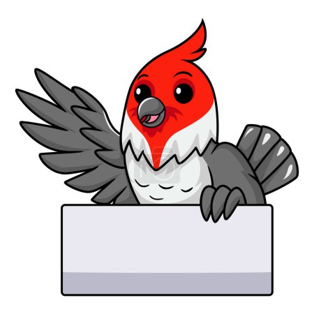 Illustration for Vector illustration of Cute red crested cardinal bird cartoon waving hand - Royalty Free Image