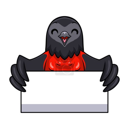 Illustration for Vector illustration of Cute pesquet's parrot parrot holding blank sign - Royalty Free Image