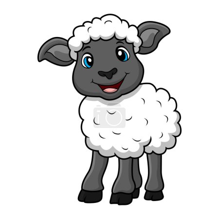 Ilustración de Ilustración vectorial de dibujos animados de ovejas lindas sobre fondo blanco - Imagen libre de derechos
