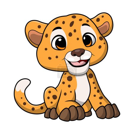 Illustration pour Illustration vectorielle du dessin animé Mignon léopard sur fond blanc - image libre de droit