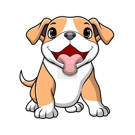 Ilustración de Ilustración vectorial de dibujos animados lindo pitbull sobre fondo blanco - Imagen libre de derechos