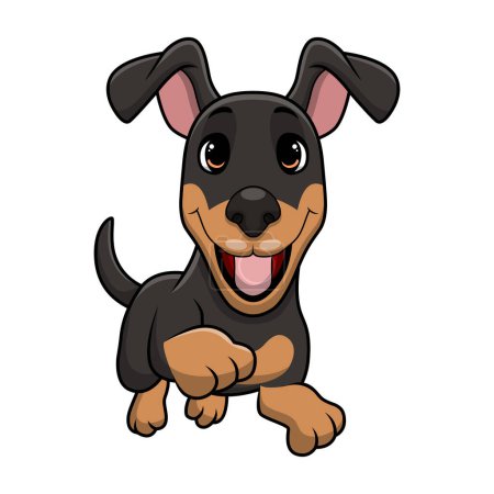 Téléchargez les illustrations : Illustration vectorielle de Mignon chien de berger allemand dessin animé sur fond blanc - en licence libre de droit