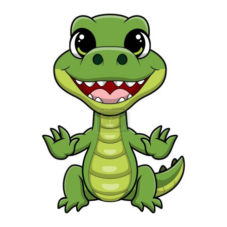 Illustration vectorielle de dessin animé crocodile mignon sur fond blanc