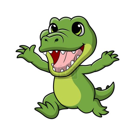 Vector illustration of Cute crocodile cartoon on white background