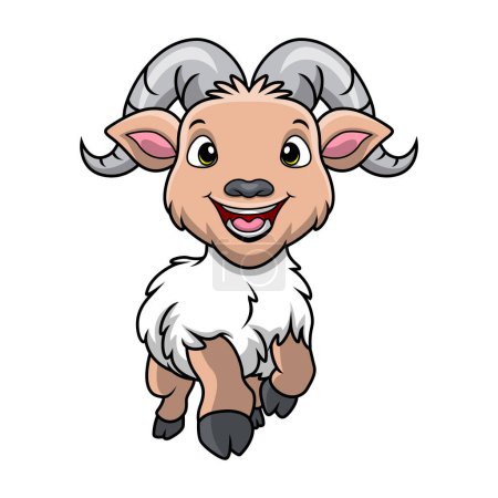 Vector illustration of Cute goat cartoon on white background