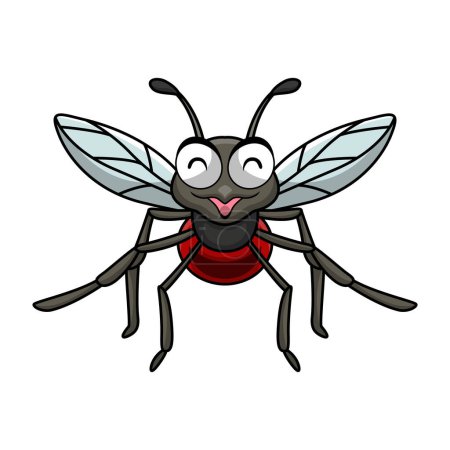 Ilustración de Ilustración vectorial de dibujos animados lindo mosquito sobre fondo blanco - Imagen libre de derechos