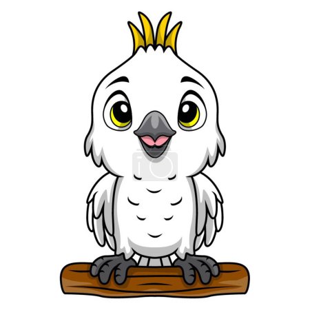 Illustration for Vector illustration ofCute white cockatoo cartoon on white background - Royalty Free Image