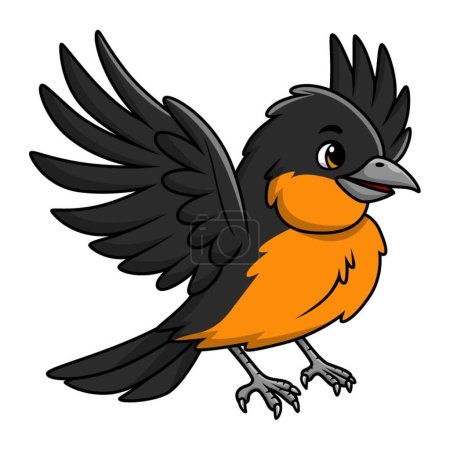 Téléchargez les illustrations : Illustration vectorielle de Mignon baltimore oriole oiseau dessin animé sur fond blanc - en licence libre de droit