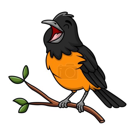 Ilustración de Ilustración vectorial de dibujos animados lindo pájaro oriole baltimore sobre fondo blanco - Imagen libre de derechos