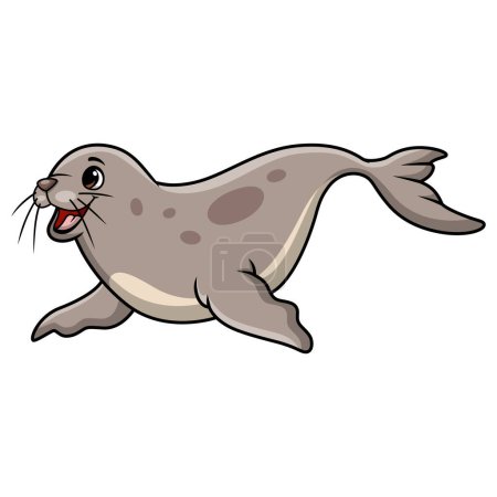 Vector illustration of Cute baby seal cartoon on white background