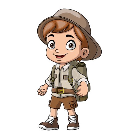 Illustration for Vector illustration of Cute explorer boy cartoon on white background - Royalty Free Image