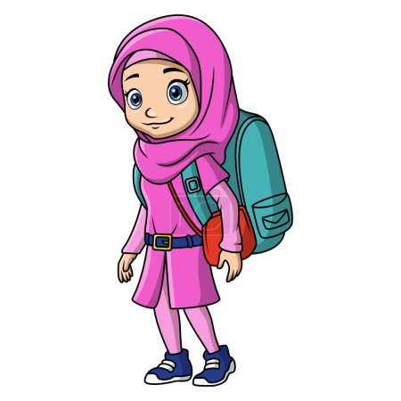 Illustration for Vector illustration of Cute explorer muslim girl cartoon - Royalty Free Image
