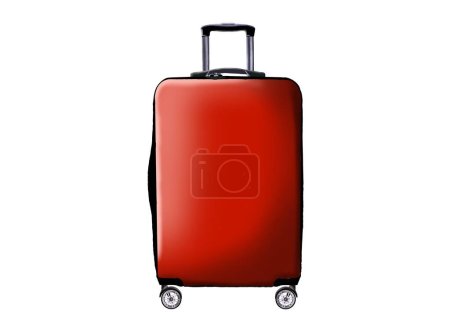Photo for Red travel suitcase on wheels - Royalty Free Image