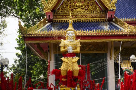 Photo for King Thao Wessuwan or Vasavana Kuvera giant statue of Wat Muang temple thai people travelers travel visit and respect praying blessing wish holy mystery worship at Angthong city in Ang Thong, Thailand - Royalty Free Image